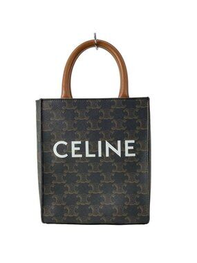 Celine Tote Mini Vertical Cover Black Dark Brown Leather